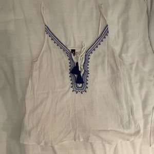 H&M white blouse with blue detail